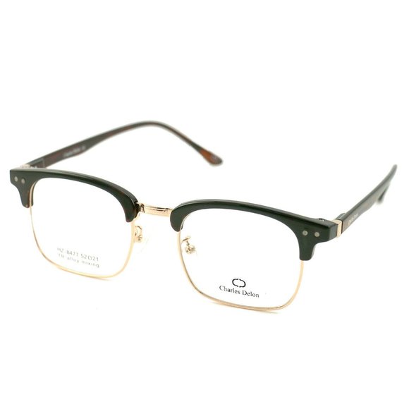 Charles Delon Square Men Brown Plastic Frame - Picture 1 of 8